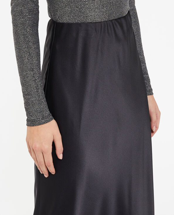 Jupe longue en satin noir - Pimkie