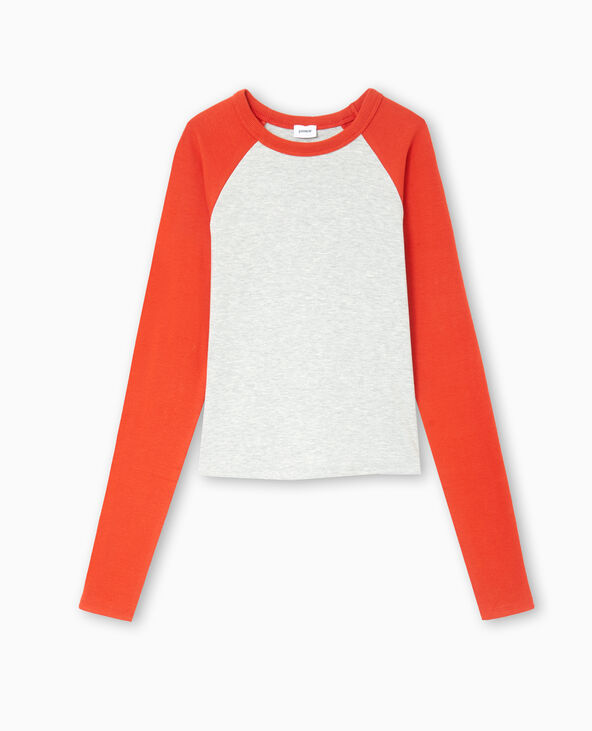 T-shirt manches longues raglan rouge - Pimkie