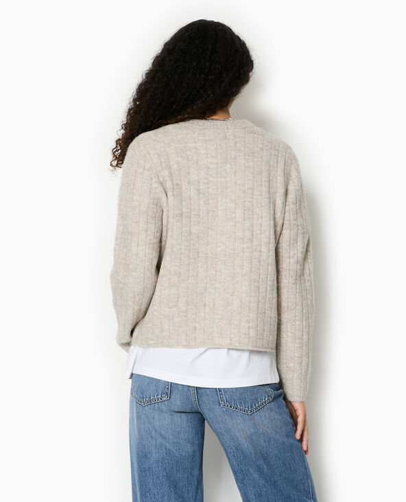 Gilet en maille côtes plates beige - Pimkie