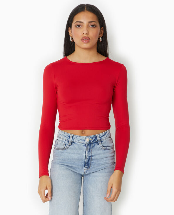 Top manches longues avec dos ouvert rouge - Pimkie