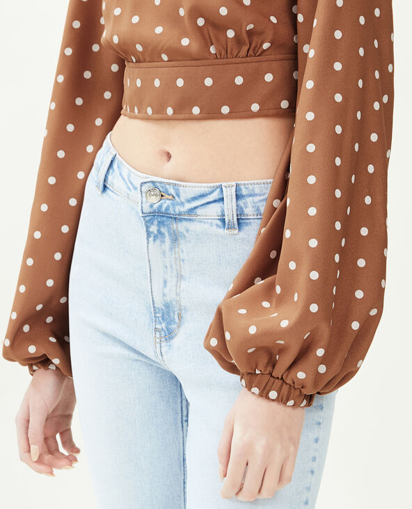 Blouse courte manches bouffantes camel - Pimkie