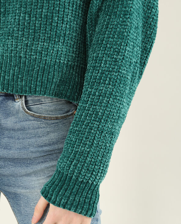 Pull en maille chenille vert foncé - Pimkie