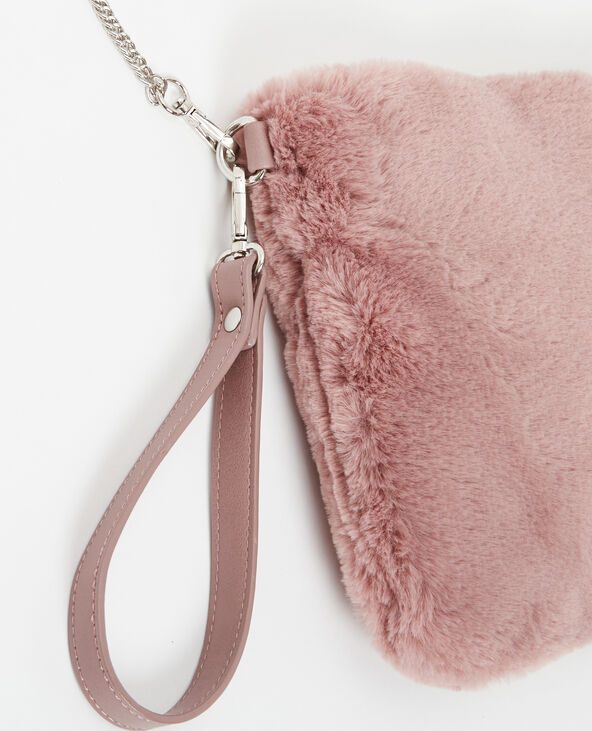 Grand sac pochette en fausse fourrure lilas - Pimkie