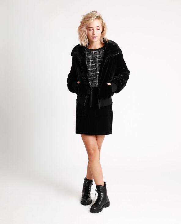Veste bomber en fausse fourrure noir - Pimkie