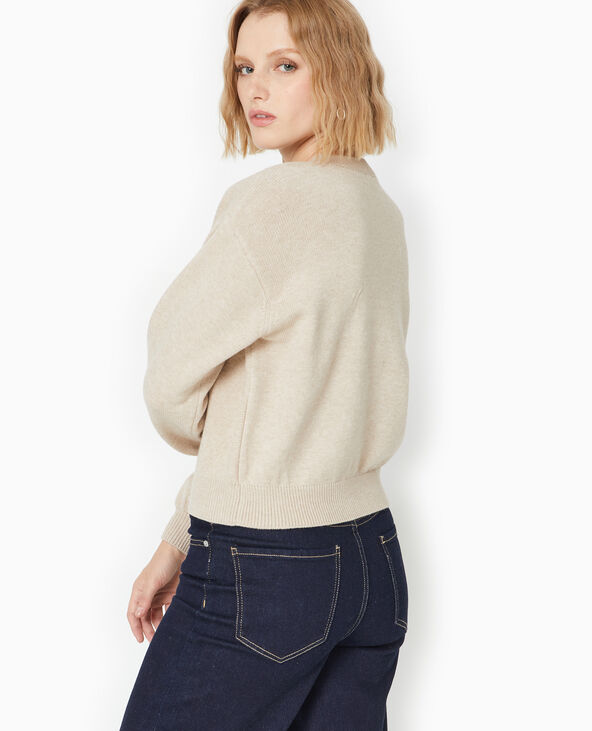 Pull en maille avec nœud devant beige - Pimkie