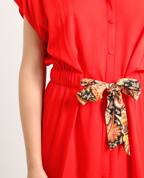 Robe chemise nouée rouge - Pimkie
