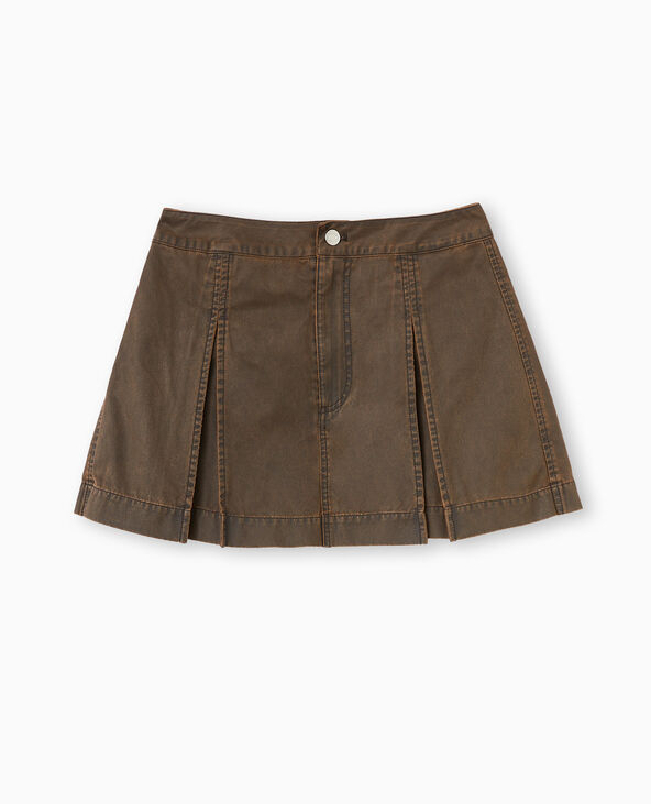 Jupe-short en toile effet huilé marron - Pimkie