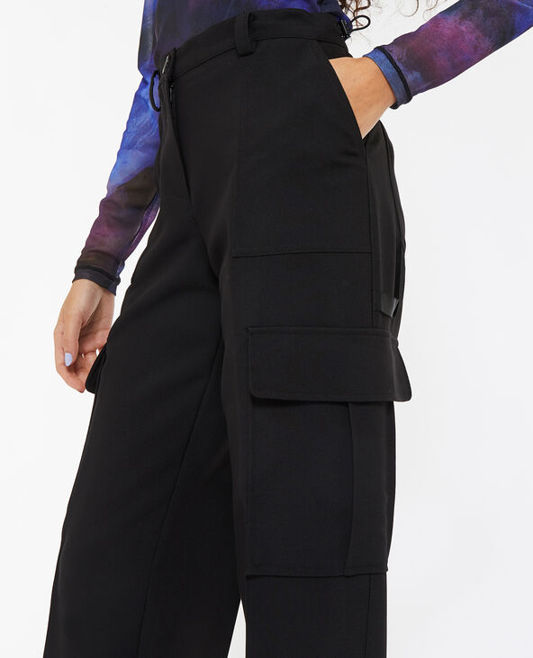 Pantalon cargo avec élastiques coulissés noir - Pimkie