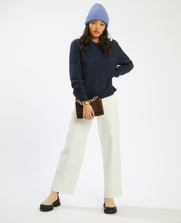 Pull boutonné à l'épaule bleu marine - Pimkie