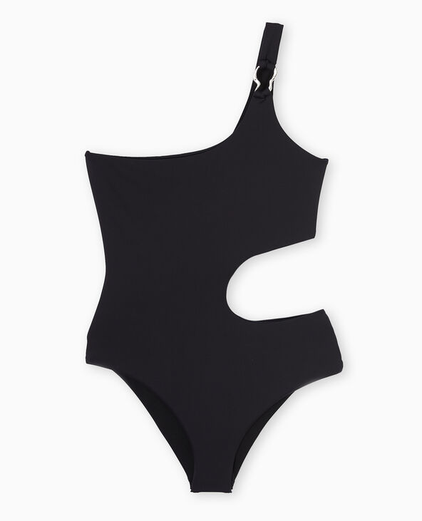 Maillot de bain 1 pièce asymétrique avec cut out noir - Pimkie