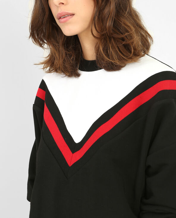 Sweat tricolore noir - Pimkie
