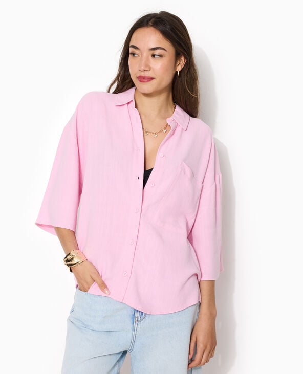 Chemise oversize avec lin rose - Pimkie