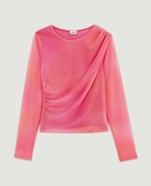 Top en tulle avec fronces rose fuchsia - Pimkie
