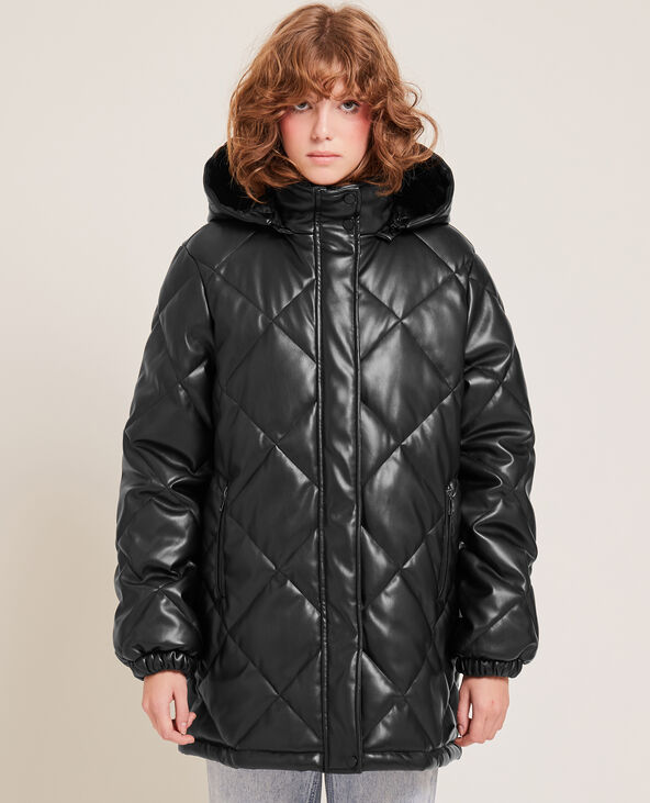 Manteau simili matelassé noir - Pimkie