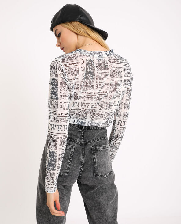 T-shirt en mesh blanc - Pimkie