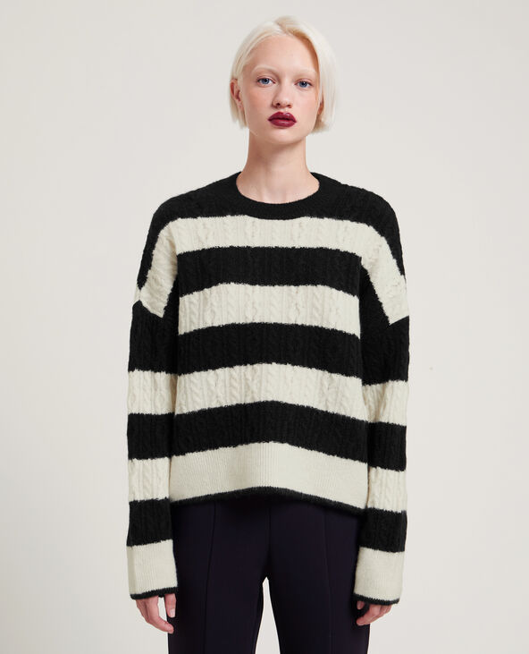 Pull en maille torsadée noir - Pimkie