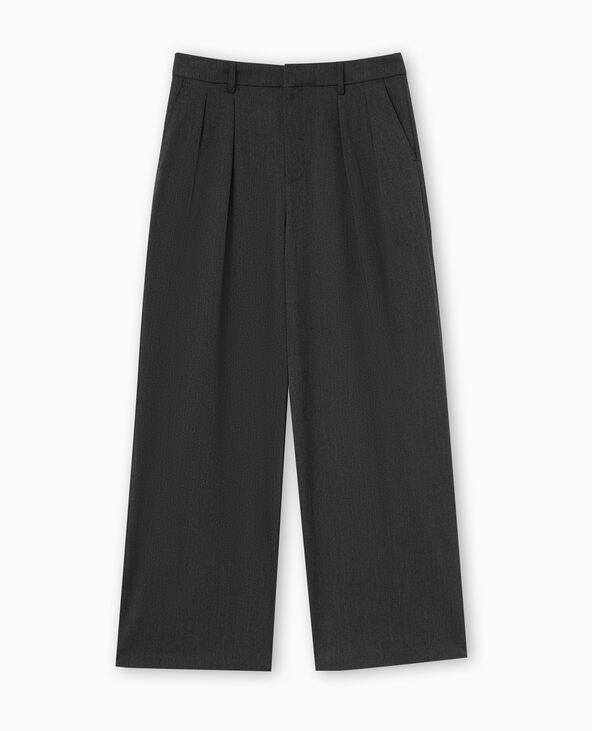 Pantalon droit et large avec pinces gris foncé - Pimkie