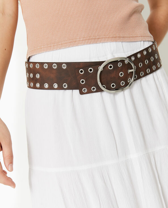 Ceinture avec œillets métalliques marron - Pimkie