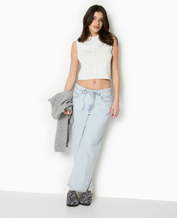 Top boutonné en maille fine blanc - Pimkie