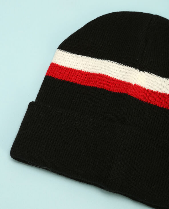 Bonnet avec bandes noir - Pimkie