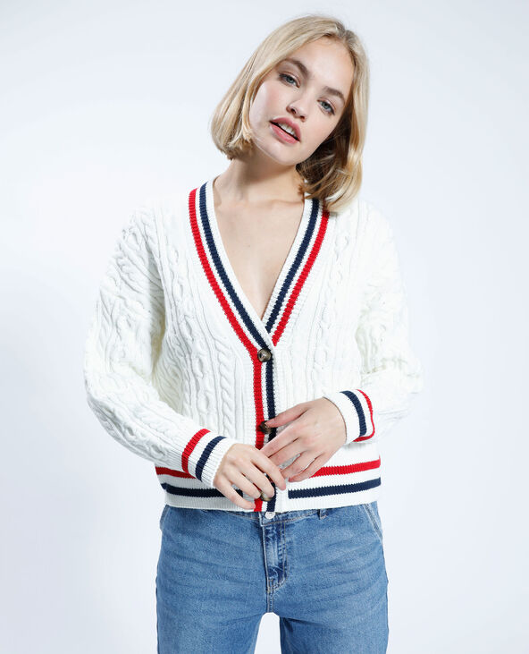 Gilet torsadé rayé blanc - Pimkie