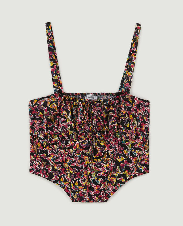 Top bustier fleuri rouge - Pimkie