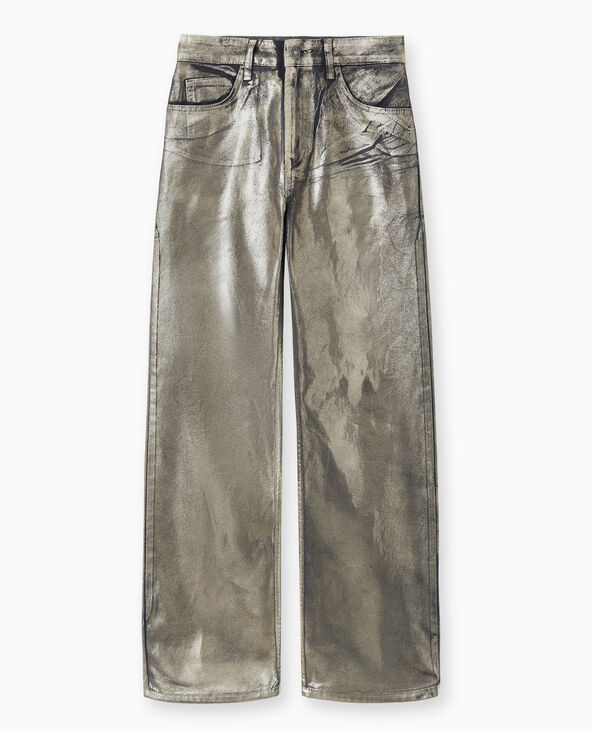 Jean droit taille haute enduit gold noir - Pimkie