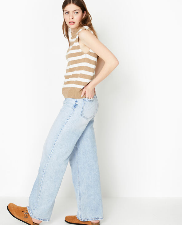 Pull sans manches rayé beige - Pimkie