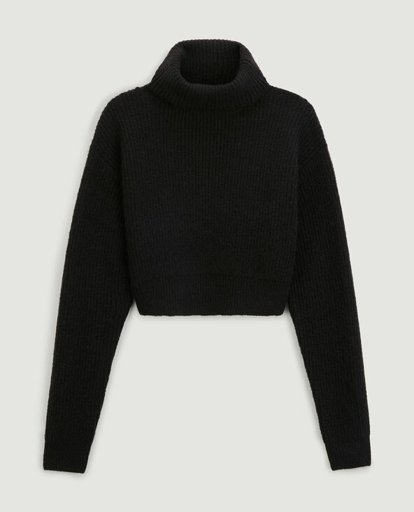 Pull cropped col roulé noir - Pimkie