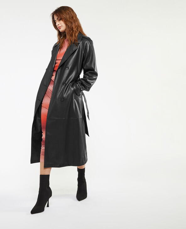 Trench long en simili noir - Pimkie