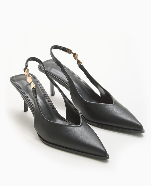 Escarpins bout pointu talon ouvert noir - Pimkie