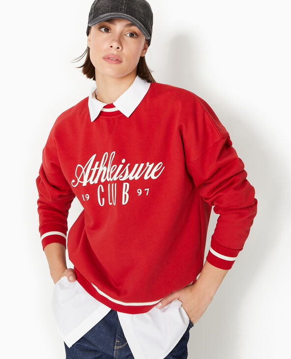 Sweat en molleton avec flocage rouge - Pimkie