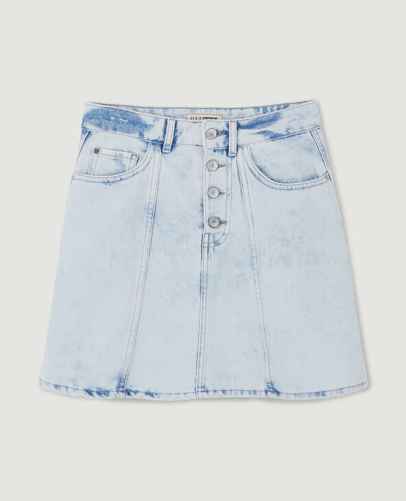 Jupe trapèze en jean bleu clair - Pimkie