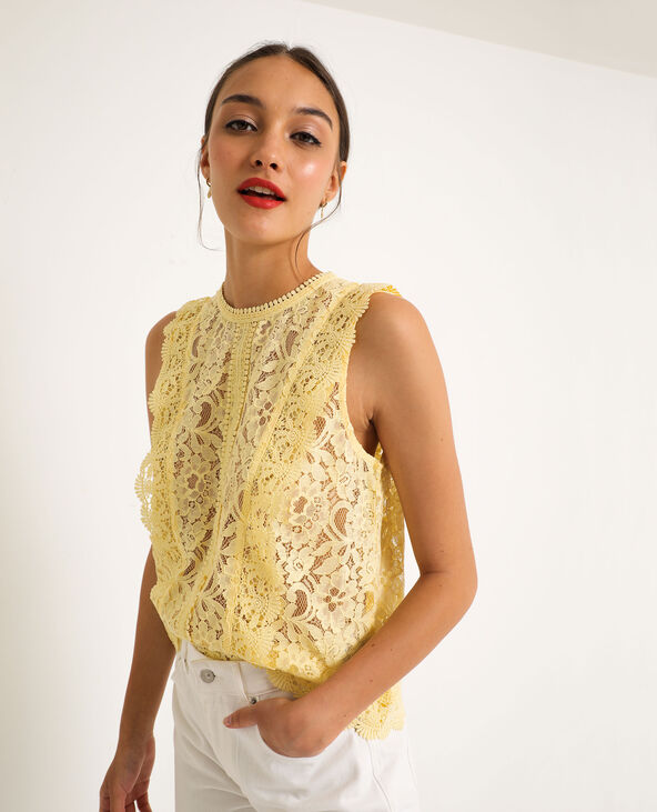 Chemisier en dentelle jaune - Pimkie