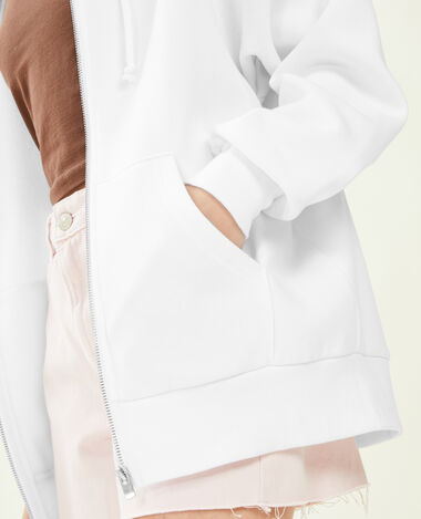 Sweat zippé oversize avec capuche blanc - Pimkie