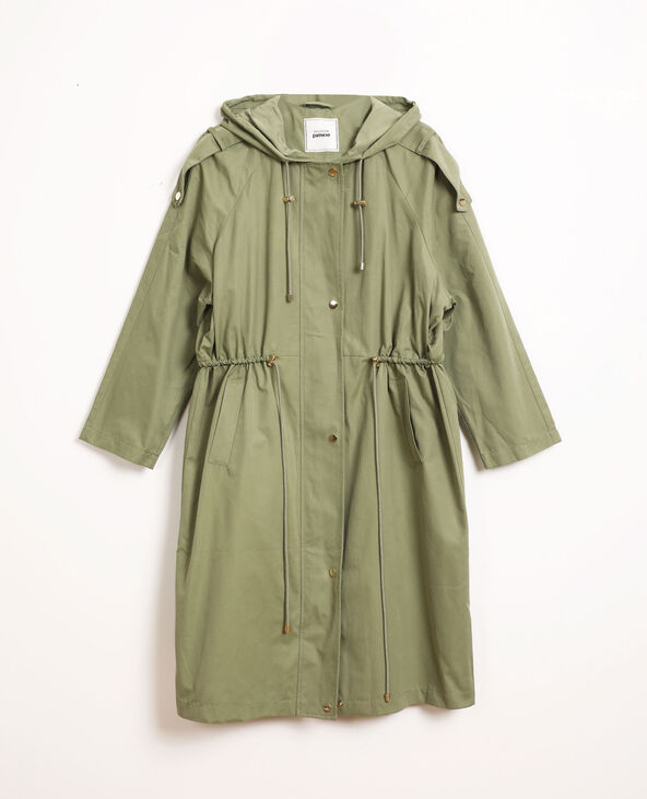 Parka longue à capuche vert de gris - Pimkie