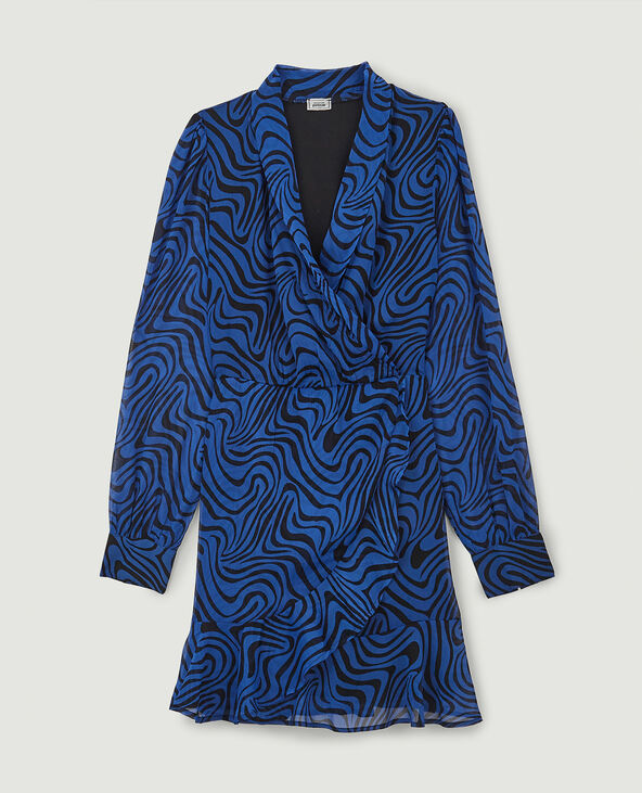 Robe cache-cœur avec volants bleu - Pimkie