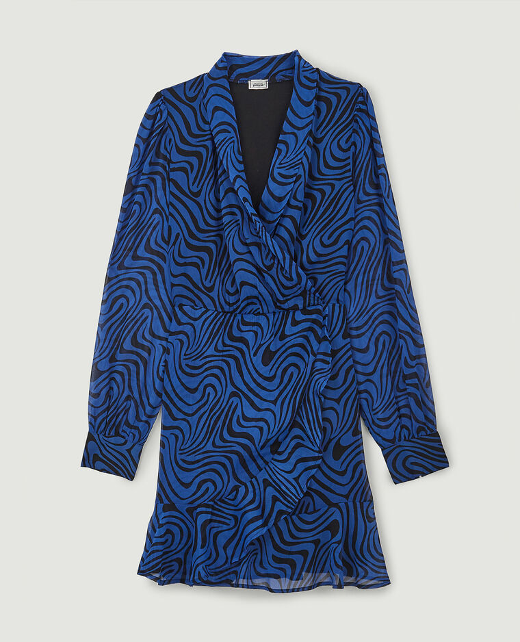 Robe cache-cœur avec volants bleu - Pimkie