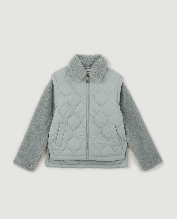 Veste bimatière à manches amovibles vert de gris - Pimkie