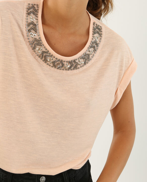 T-shirt encolure bijoux rose clair - Pimkie