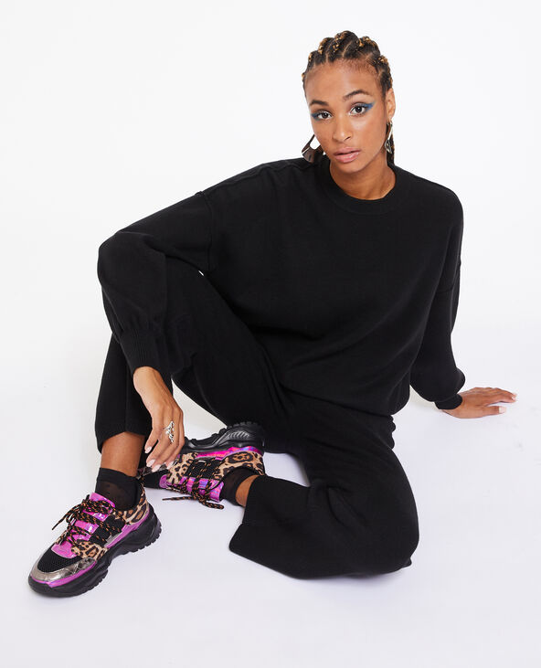 Pull col rond en maille compacte noir - Pimkie
