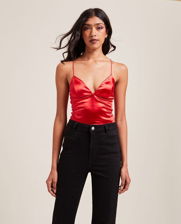 Body en maille satinée rouge - Pimkie