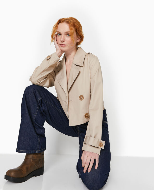 Veste trench courte double boutonnage beige - Pimkie