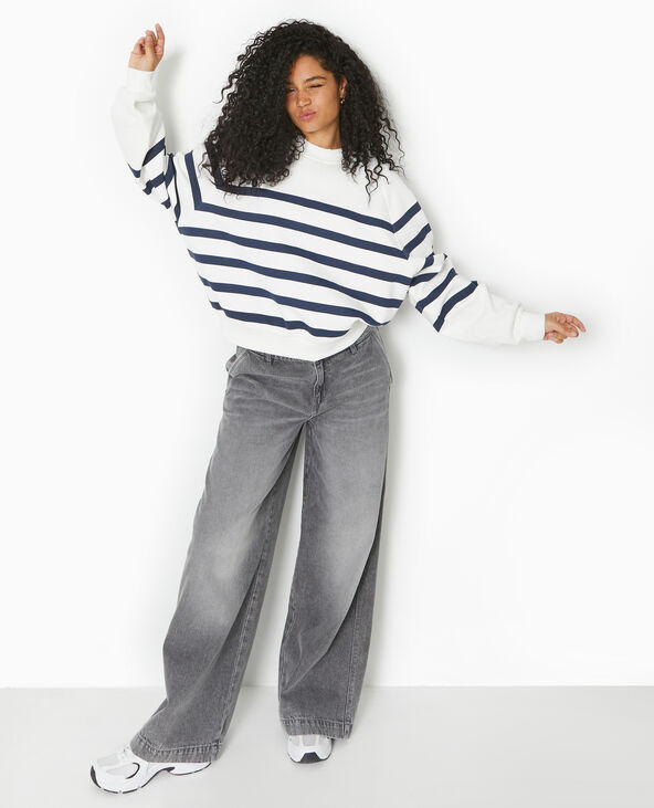 Sweat col rond rayé bleu - Pimkie