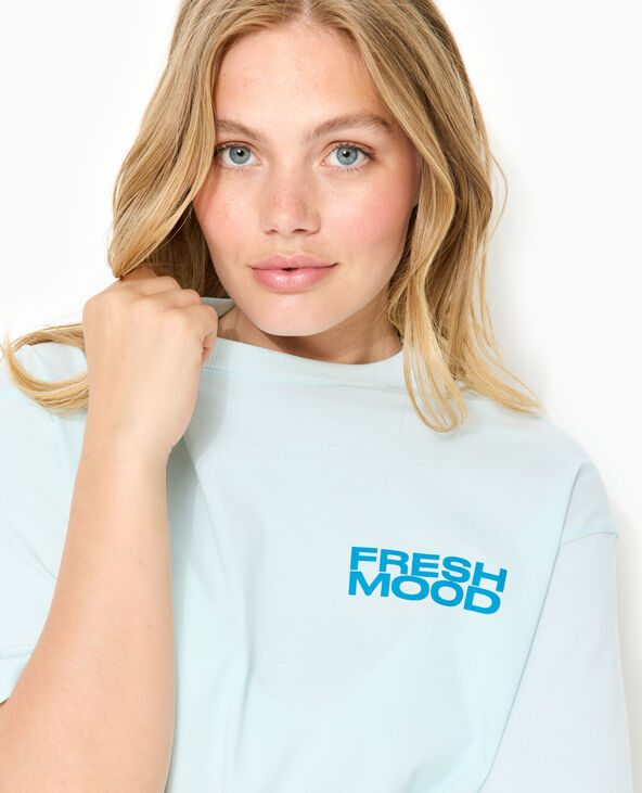 T-shirt oversize avec print poitrine et dos bleu clair - Pimkie
