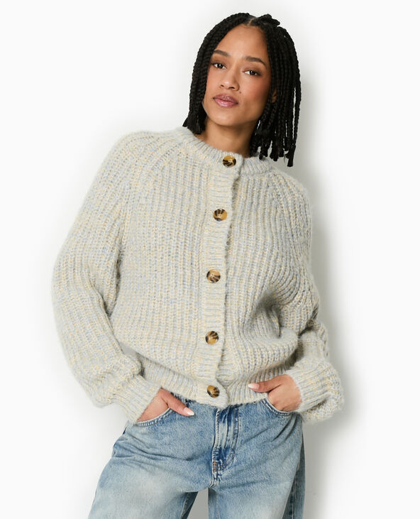 Gilet grosse maille moulinée bleu clair - Pimkie