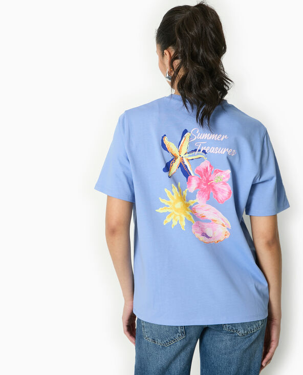 T-shirt oversize avec print devant et dos bleu - Pimkie