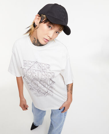 T-shirt oversize avec print blanc - Pimkie