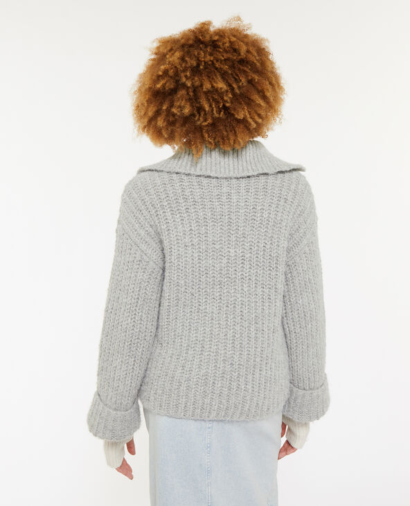 Pull chaud col camionneur boutonné gris - Pimkie