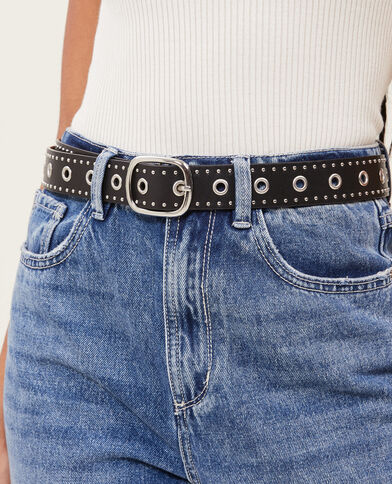 Ceinture avec œillets et clous noir - Pimkie
